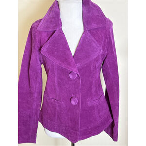 Chico's Genuine Suede Leather Jacket Fuchsia Purple Women's 0